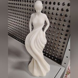 New White Marble-Look Draped Female Figurine